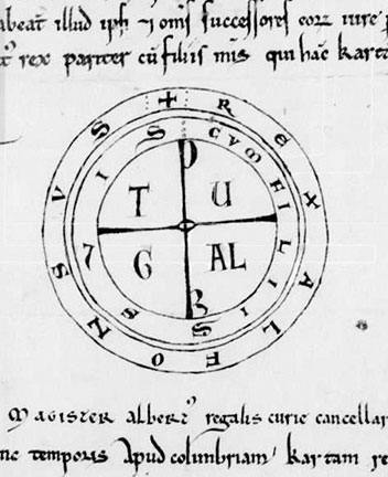 Afonso's seal on the Charter of Ceras, granting the Templars a kingdom